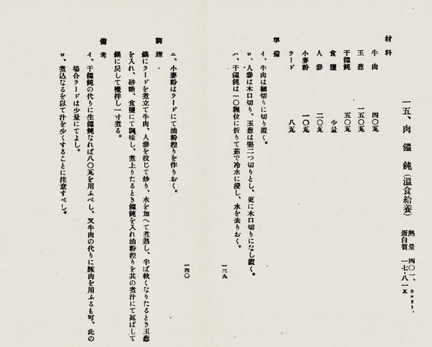 軍隊調理法より、肉饂飩（温食給養）レシピ